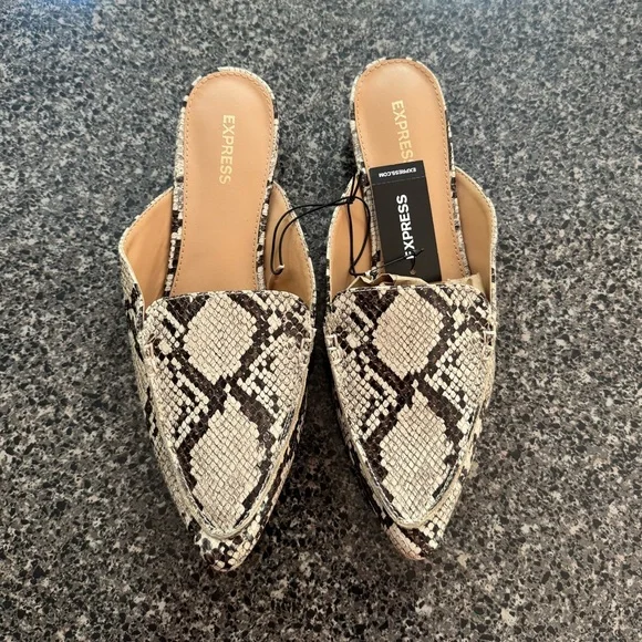 Express Snake Skin Heeled Mule Shoe - Picture 1 of 8